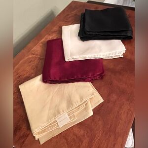 Vintage 4 Men's
Handkerchiefs/Pocket Square Silk in Black, White, Red, and Cream
